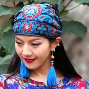 Womens Embroidery Ethnic Beanie Hat Cotton Elastic Caps.